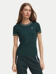 Lacoste T-Shirt TF5289 Zielony ciemny Slim Fit. Zielone t-shirty Lacoste, bez wzorów, z bawełny, bez kołnierzyka, bez ramiączek. Za 329.99 zł.