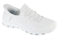 Buty sportowe Sneakersy damskie, Slip-Ins: Glide-Step - Pursuit. Białe buty treningowe Skechers, bez wzorów, z materiału, przed kostkę, bez zapięcia, trekkingowe. Za 379.99 zł.