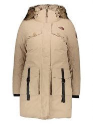 The North Face Parka puchowa w kolorze beżowym rozmiar: S. Brązowe płaszcze The North Face, s, bez wzorów, z puchu, bez kaptura. Za 572.37 zł.