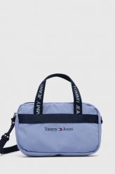 Tommy Jeans torebka kolor fioletowy. Fioletowe listonoszki Tommy Jeans, bez wzorów, z jeansu, bez dodatków. Za 269.99 zł.