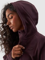 4F Polar z kapturem regular damski - fioletowy XS. Fioletowe bluzy z polaru 4f, na zimę, xs, bez wzorów, z dzianiny, snowboardowy. W wyprzedaży za 99.99 zł.