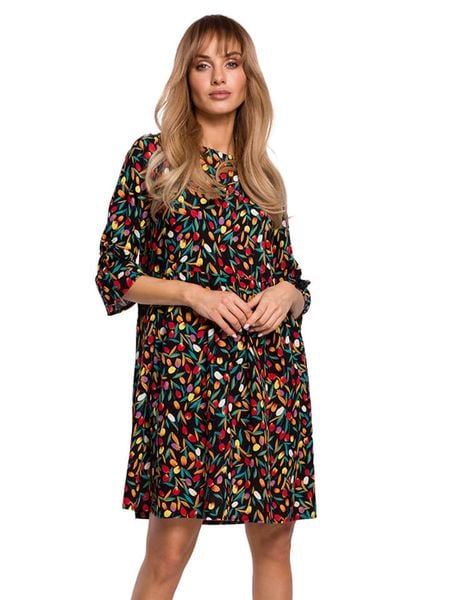 Made of emotion Sukienka w kolorze czarnym ze wzorem rozmiar: XL. Czarne sukienki Made Of Emotion, xl, bez wzorów, z wiskozy, bez kołnierzyka, bez ramiączek, mini. Za 161.73 zł.