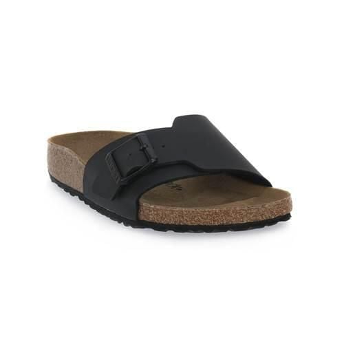Klapki damskie Birkenstock Catalina. Czarne klapki Birkenstock, bez wzorów, z materiału, bez obcasa, bez zapięcia. Za 499.00 zł.