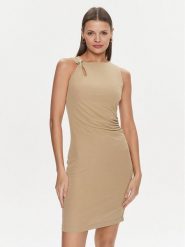 Guess Sukienka koktajlowa Febe W4RK58 KAQL2 Beżowy Slim Fit. Brązowe sukienki Guess, m, z aplikacjami, wizytowe, bez kołnierzyka, bez ramiączek. Za 249.99 zł.