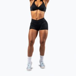 Spodenki treningowe damskie NEBBIA Strong Beauty. Czarne szorty sportowe Nebbia, bez wzorów, z elastanu, na fitness i siłownię. Za 249.99 zł.