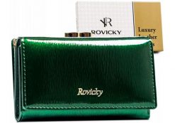 Portfel damski Rovicky RH-23-1-SH zielony. Zielone portfele ROVICKY, bez wzorów, ze skóry. Za 95.99 zł.