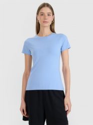 4F T-shirt slim z nadrukiem damski - granatowy XXL. Niebieskie t-shirty 4f, xs, bez wzorów, z bawełny, klasyczne, bez kołnierzyka, bez ramiączek. Za 49.99 zł.