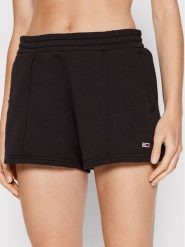Tommy Jeans Szorty sportowe Essential DW0DW12626 Czarny Regular Fit. Czarne szorty sportowe Tommy Jeans, bez wzorów, z bawełny. Za 149.00 zł.