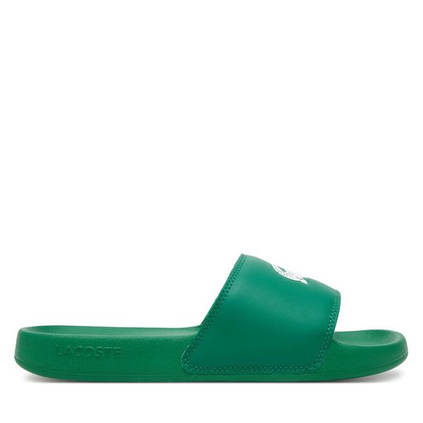 Klapki Lacoste. Zielone klapki Lacoste, bez wzorów, bez obcasa, bez zapięcia. Za 119.99 zł.