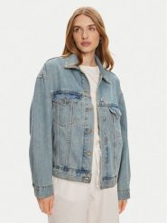 Gina Tricot Kurtka jeansowa 22124 Niebieski Loose Fit. Niebieskie kurtki Gina Tricot, s, bez wzorów, z bawełny, bez kaptura. Za 169.99 zł.