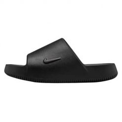 Klapki damskie Nike Calm Slide 2.0. Czarne klapki Nike, bez wzorów, z materiału, bez obcasa, bez zapięcia. Za 309.99 zł.
