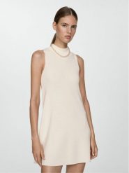Mango Sukienka dzianinowa Sesete 77084032 Écru Regular Fit. Sukienki Mango, m, bez wzorów, z dzianiny, bez kołnierzyka, bez ramiączek. Za 49.99 zł.