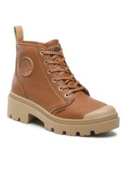 Palladium Trapery Pallabase Leather 96905-252-M Brązowy. Brązowe traperki Palladium, bez wzorów, ze skóry, bez obcasa, bez zapięcia. Za 639.99 zł.