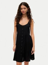 Vero Moda Sukienka letnia Bumpy 10325283 Czarny Loose Fit. Czarne sukienki Vero Moda, xs, bez wzorów, z wiskozy, bez kołnierzyka, bez ramiączek. Za 109.99 zł.