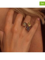 Les Petites Précieuses Pozłacane pierścionki (3 szt.) z kamieniami szlachetnymi rozmiar: 52. Brązowe pierścionki Les Petites Précieuses, z cyrkonią, pozłacane. Za 501.57 zł.