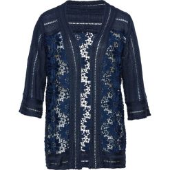 Sweter bez zapięcia, z koronką. Czarne swetry bonprix, bez wzorów, z koronki, eleganckie, bez ramiączek. Za 109.99 zł.