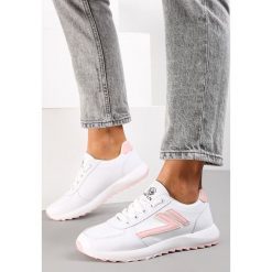 Biało-Różowe Buty Sportowe Roald. Białe buty sportowe lifestyle Renee, bez wzorów, z materiału, sportowe, z okrągłym noskiem, bez zapięcia. W wyprzedaży za 95.99 zł.