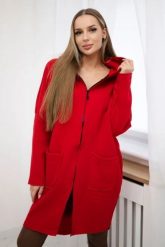 Bluza ocieplana rozpinana z dłuższym tyłem czerwona. Czerwone bluzy KESI, l, bez wzorów, z bawełny, bez ramiączek, z kapturem. Za 218.51 zł.