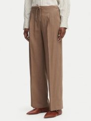 Marella Spodnie materiałowe Alloro 2613131115 Brązowy Regular Fit. Brązowe spodnie materiałowe Marella, bez wzorów, ze lnu. Za 1,069.00 zł.