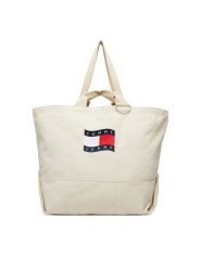 Tommy Jeans Torebka Tjw Wave Flag Med Tote AW0AW18466 Beżowy. Brązowe shopper bag Tommy Jeans, bez wzorów, z jeansu, bez dodatków. Za 409.99 zł.