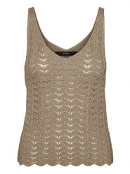 Vero Moda Top dzianinowy w kolorze khaki rozmiar: M. Brązowe topy Vero Moda, m, bez wzorów, z dzianiny, bez kołnierzyka, bez ramiączek. Za 79.40 zł.