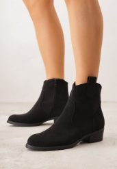 Czarne Botki Ażurowe na Obcasie w Stylu Kowbojek Lalona. Czarne botki Born2be, w ażurowe wzory, z dzianiny, bez obcasa, na obcasie, bez zapięcia. Za 119.99 zł.