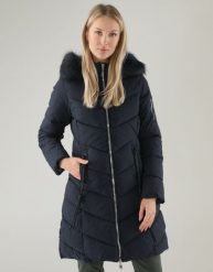Granatowa kurtka z ociepleniem. Kurtki Unisono, s, bez wzorów, z futra, bez kaptura. Za 379.00 zł.