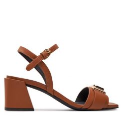 Sandały Furla. Brązowe sandały Furla, bez wzorów, bez obcasa, na słupku, bez zapięcia. Za 1,419.00 zł.