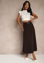 Brązowa Spódnica o Rozkloszowanym Kroju Melobia. Brązowe spódnice Renee, na co dzień, bez wzorów, eleganckie, maxi, proste. Za 64.99 zł.