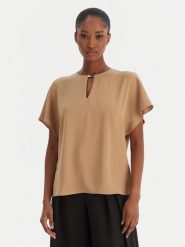 Calvin Klein Top Cdc Ss Hardware LV044E902G Brązowy Regular Fit. Brązowe topy Calvin Klein, s, bez wzorów, z syntetyku, bez kołnierzyka, bez ramiączek. Za 329.99 zł.