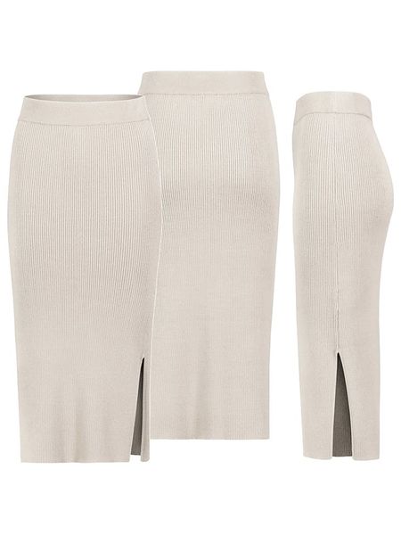 Eight2Nine Spódnica w kolorze kremowym rozmiar: L. Brązowe spódnice Eight2Nine, l, bez wzorów, prążkowane, midi. Za 96.83 zł.