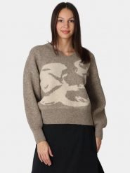 Sweter damski Luhta Elijoki. Brązowe swetry Luhta, s, bez wzorów, z materiału, klasyczne, bez ramiączek. Za 399.00 zł.