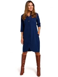 Stylove Sukienka w kolorze granatowym rozmiar: XL. Niebieskie sukienki Stylove, na co dzień, xl, bez wzorów, bez kołnierzyka, bez ramiączek, midi, proste. Za 193.24 zł.