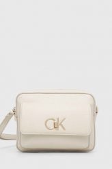 Calvin Klein torebka kolor beżowy. Brązowe listonoszki Calvin Klein, bez wzorów, bez dodatków. Za 539.99 zł.