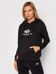 Alpha Industries Bluza New Basic 196032 Czarny Regular Fit. Czarne bluzy Alpha Industries, s, bez wzorów, z bawełny, bez kaptura. Za 179.99 zł.