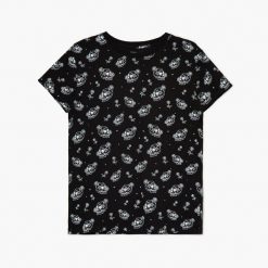 T-shirt z motywem czaszek i róż - Czarny. Czarne t-shirty Cropp, l, bez wzorów, z bawełny, klasyczne, bez kołnierzyka, bez ramiączek. W wyprzedaży za 19.99 zł.