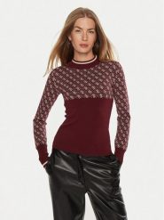 Guess Sweter W3BR81 Z37K0 Bordowy Regular Fit. Czerwone swetry Guess, m, z aplikacjami, z syntetyku, bez ramiączek. Za 219.99 zł.