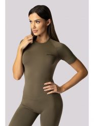 Spaio Koszulka termiczna "Alpha" w kolorze khaki rozmiar: L. Brązowe t-shirty sportowe Spaio, l, bez wzorów, z materiału, bez ramiączek, outdoorowe. Za 115.24 zł.