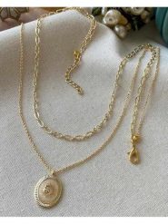 Luseera Pozłacany naszyjnik z zawieszką - dł. 55 cm rozmiar: onesize. Żółte naszyjniki Luseera, z materiału, pozłacane. Za 39.99 zł.