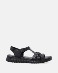 CZARNE SANDAŁY DAMSKIE 1083 BLACK. Czarne sandały Venezia, bez wzorów, ze skóry, bez obcasa, bez zapięcia. Za 239.00 zł.