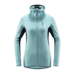 Bluza trekkingowa damska Haglöfs L.I.M Mid Comp Hood. Niebieskie bluzy Haglöfs, l, bez wzorów, sportowe, bez ramiączek, bez kaptura. Za 359.99 zł.