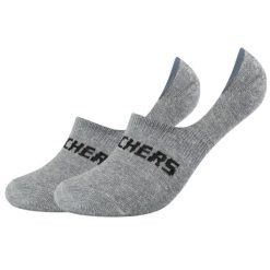 Skarpetki sportowe dla dorosłych 2PPK Mesh Ventilation Footies Socks. Szare skarpetki Skechers, bez wzorów, z meshu. Za 29.99 zł.