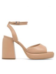 JENNY Sandały WYL3802-2 Beżowy. Brązowe sandały Jenny, bez wzorów, z syntetyku, bez obcasa, na słupku, bez zapięcia. Za 139.99 zł.
