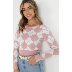 Różowy Sweter Kinteem. Czerwone swetry Born2be, m, bez wzorów, z dzianiny, eleganckie, bez ramiączek. W wyprzedaży za 77.99 zł.