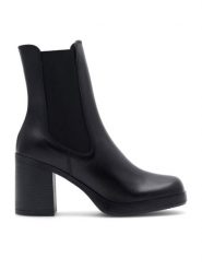 Gino Rossi Botki CELANO-22740NB Czarny. Czarne botki Gino Rossi, bez wzorów, z materiału, bez obcasa, na słupku, bez zapięcia. Za 174.99 zł.