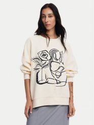 Desigual Bluza Patch 24WWSK06 Écru Oversize. Bluzy Desigual, xxl, bez wzorów, z bawełny, bez kaptura. Za 249.99 zł.