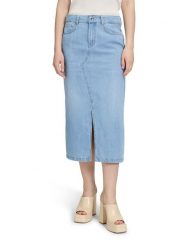 CARTOON Spódnica dżinsowa w kolorze błękitnym rozmiar: 40. Niebieskie spódnice Cartoon, na co dzień, bez wzorów, z bawełny, klasyczne, midi, proste. Za 130.99 zł.