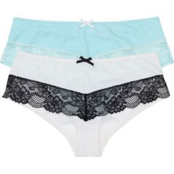 Figi "panty" (2 pary) bonprix miętowo-ecru + ecru-czarny. Bokserki damskie marki bonprix. Za 49.98 zł.