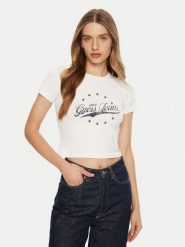 Guess Jeans T-Shirt W5RI59 J1314 Biały Regular Fit. Białe t-shirty Guess Jeans, xs, z aplikacjami, z bawełny, bez kołnierzyka, bez ramiączek. Za 79.99 zł.