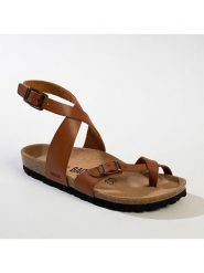 BACKSUN Skórzane sandały "Mala" w kolorze jasnobrązowym rozmiar: 42. Brązowe sandały Backsun, bez wzorów, klasyczne, z otwartym noskiem, bez obcasa, bez zapięcia. Za 130.99 zł.